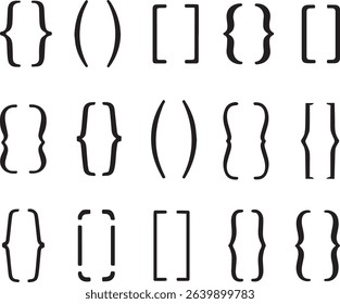 This set includes hand drawn brackets and parentheses. There are curly, square, and round styles. Use them for math, coding, or design projects.