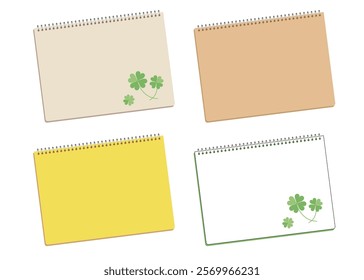 This set includes a sketchbook decorated with a four-leaf clover and a blank sketchbook. The ample copy space can be used to write text, photos, illustrations, or anything else you like.