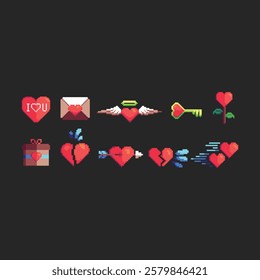 this is set of love icon in pixel art style ,this item good for presentations,stickers, icons, t shirt design,game asset,logo and project.	