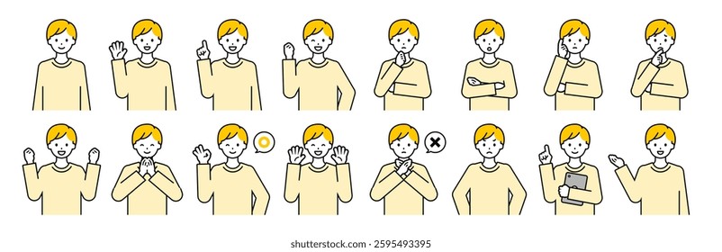 This is a set of male upper body poses with a simple adult.