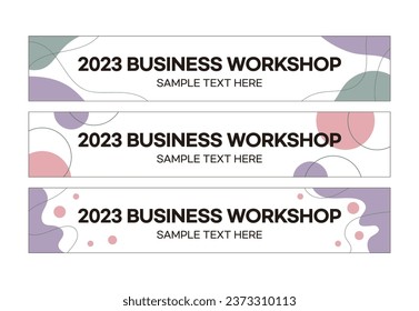 This is a set of modern style business banner design templates for schools, companies, lectures, workshops, events, and presentations.