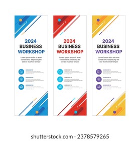 This is a set of modern style business banner design templates for schools, companies, lectures, workshops, events, and presentations.