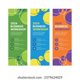 This is a set of modern style business banner design templates for schools, companies, lectures, workshops, events, and presentations.