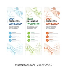 This is a set of modern style business banner design templates for schools, companies, lectures, workshops, events, and presentations.