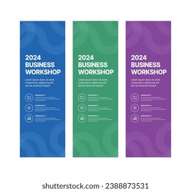 This is a set of modern style business banner design templates for schools, companies, lectures, workshops, events, and presentations.