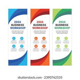 This is a set of modern style business banner design templates for schools, companies, lectures, workshops, events, and presentations.