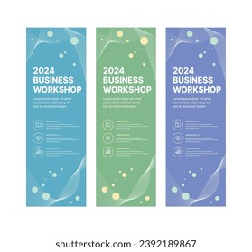 This is a set of modern style business banner design templates for schools, companies, lectures, workshops, events, and presentations.