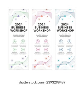 This is a set of modern style business banner design templates for schools, companies, lectures, workshops, events, and presentations.