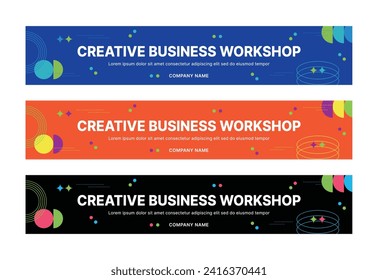 This is a set of modern style business banner design templates for schools, companies, lectures, workshops, events, and presentations.