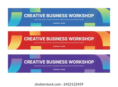 This is a set of modern style business banner design templates for schools, companies, lectures, workshops, events, and presentations.