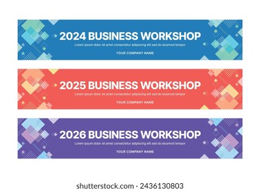 This is a set of modern style business banner design templates for schools, companies, lectures, workshops, events, and presentations.