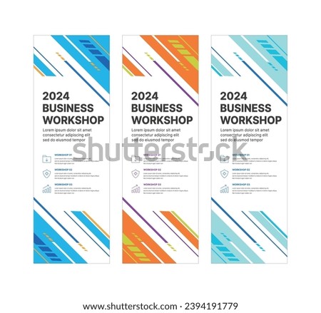 This is a set of modern style business banner design templates for schools, companies, lectures, workshops, events, and presentations.