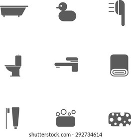 This is set of monochrome flat icon bathroom topic.Here you can find wisp,bathroom,washstand,toothbrush,towel,duck,shower,soap,pan,bath,wc,set,picture,faucet,toilet,washbasin,toothpaste,sponge,rubber