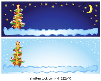 This is a set of New Year's backgrounds. Day and night. Christmas tree.
