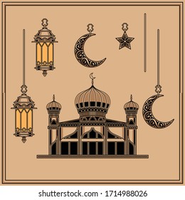 This is a set of ramadan kareem ornament, can be used for black backgrounds