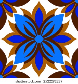  This set of seamless brown and blue floral patterns features intricate designs perfect for luxury fabric prints, wallpaper, or interior decor. Ideal for furniture, textiles, and digital projects.