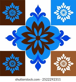  This set of seamless brown and blue floral patterns features intricate designs perfect for luxury fabric prints, wallpaper, or interior decor. Ideal for furniture, textiles, and digital projects.