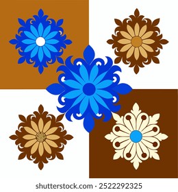  This set of seamless brown and blue floral patterns features intricate designs perfect for luxury fabric prints, wallpaper, or interior decor. Ideal for furniture, textiles, and digital projects.