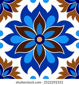  This set of seamless brown and blue floral patterns features intricate designs perfect for luxury fabric prints, wallpaper, or interior decor. Ideal for furniture, textiles, and digital projects.