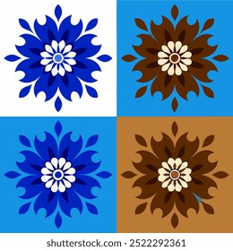  This set of seamless brown and blue floral patterns features intricate designs perfect for luxury fabric prints, wallpaper, or interior decor. Ideal for furniture, textiles, and digital projects.