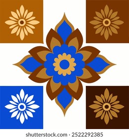  This set of seamless brown and blue floral patterns features intricate designs perfect for luxury fabric prints, wallpaper, or interior decor. Ideal for furniture, textiles, and digital projects.