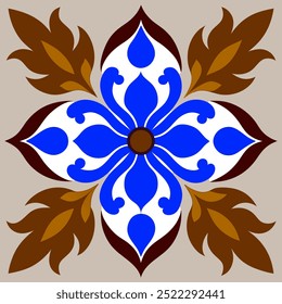  This set of seamless brown and blue floral patterns features intricate designs perfect for luxury fabric prints, wallpaper, or interior decor. Ideal for furniture, textiles, and digital projects.