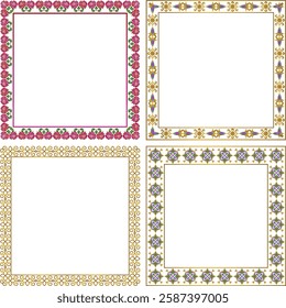 This Set of Square Borders-Golden and Pink Colors can be used as as photo frames, Picture Borders, Album Cover Design etc