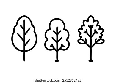 This is a set of tree silhouettes. The trees are rendered in a line art style.