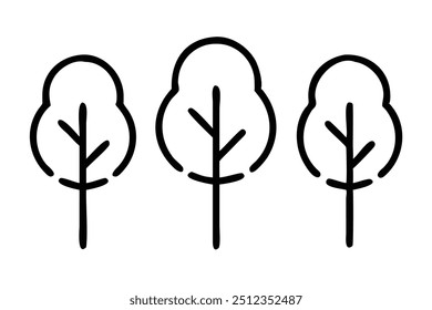 This is a set of tree silhouettes. The trees are rendered in a line art style.