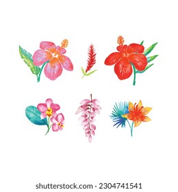 Este es un conjunto de flores tropicales vector.