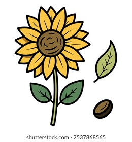 Este conjunto de veinte ilustraciones de girasol en un estilo botánico vintage es perfecto para diseños de temática floral, agregando un encanto rústico y natural a sus proyectos.