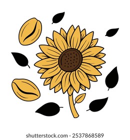 Este conjunto de veinte ilustraciones de girasol en un estilo botánico vintage es perfecto para diseños de temática floral, agregando un encanto rústico y natural a sus proyectos.