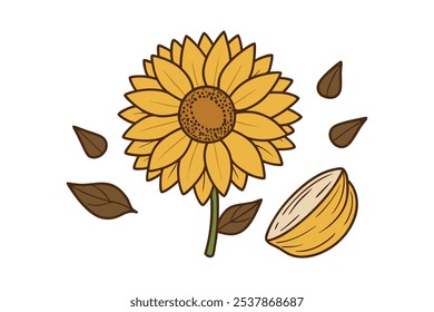 Este conjunto de veinte ilustraciones de girasol en un estilo botánico vintage es perfecto para diseños de temática floral, agregando un encanto rústico y natural a sus proyectos.