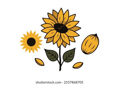 This set of twenty sunflower illustrations in a vintage botanical style is perfect for floral-themed designs, adding a rustic and natural charm to your projects.