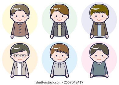 This is a set of various smiling people.