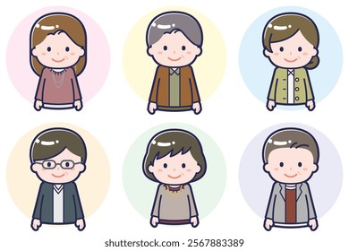 This is a set of various smiling people.
