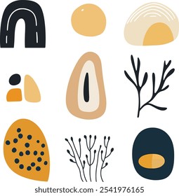 This set of vector illustrations in boho style. Perfect for use in cards, prints, posters, home decor, and digital projects, these modern illustrations bring a trendy and natural aesthetic.