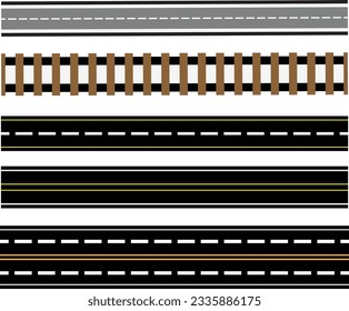 This a set of vector roads. It has 5 type of roads. 