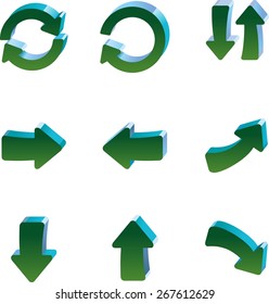 This is set of volume design icons of arrow topic including circle arrow, recycle, arrow of top, down left, right direction.
