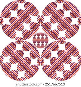 This shapes pattern design features a variety of geometric forms like circles, squares, and triangles, arranged in harmonious compositions. Perfect for backgrounds, textiles, modern digital projects.