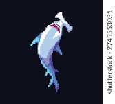 this is shark icon in pixel art with colorful color,this item good for presentations,stickers, icons, t shirt design,game asset,logo and project.