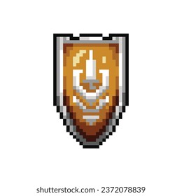 this is shield icon in pixel art with simple color and white background ,this item good for presentations,stickers, icons, t shirt design,game asset,logo and your project.