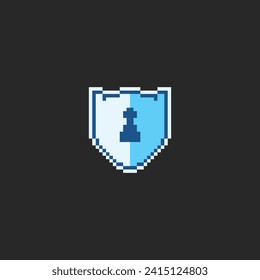 this shield icon in pixel art with simple color and black background ,this item good for presentations, stickers, icons, t shirt design,game asset,logo and your project.