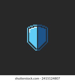 this shield icon in pixel art with simple color and black background ,this item good for presentations, stickers, icons, t shirt design,game asset,logo and your project.