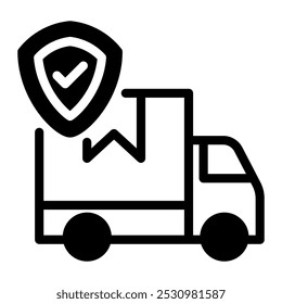 Este ícone de seguro de transporte é adequado para logística, entrega e distribuição, etc.