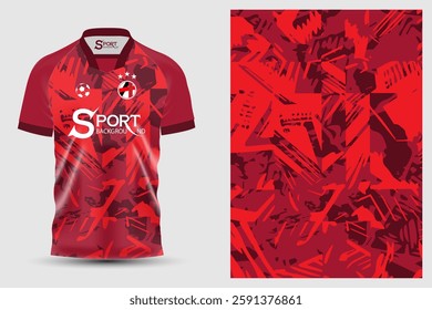 This shirt is a football shirt designed in bright red tones. The shirt has a striking graphic pattern and creates movement, both in style and comfort while playing sports.