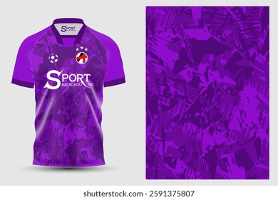 This shirt is a football shirt designed in purple tones. The shirt is tailored with short sleeves and has a collared neckline, which adds a formal and stylish look.