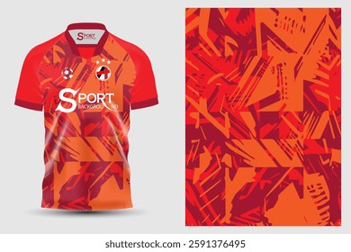 This shirt is a football shirt designed in red and orange tones. The shirt comes with bright and dynamic graphic patterns.