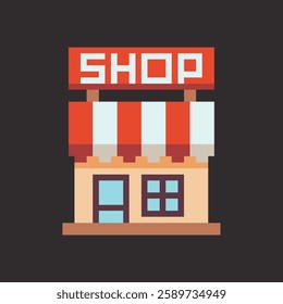 this is a shop icon in pixel art with colorful color,this item good for presentations,stickers, icons, t shirt design,game asset,logo and project.