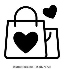 This Shopping bag icon is suitable for Valentine, Wedding, Romance, etc.